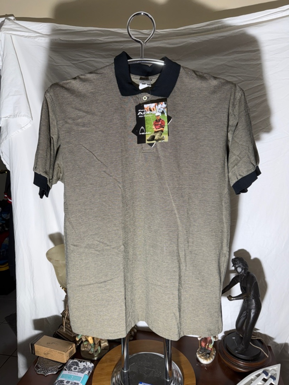 Head Men's Gray Polo with Black Collar and Cuffs